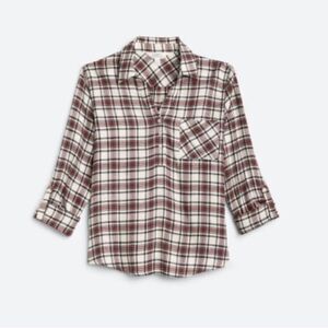 Market & Spruce Amelia Cozy Flannel Plaid Top Pink‎ M Stitch Fix Nwt